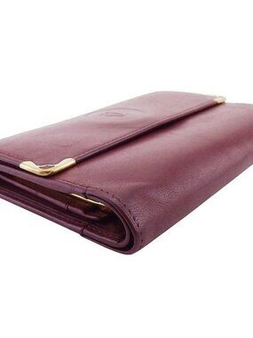 CARTIER Tri-fold wallet Bordeaux gold Women Authentic secondhand